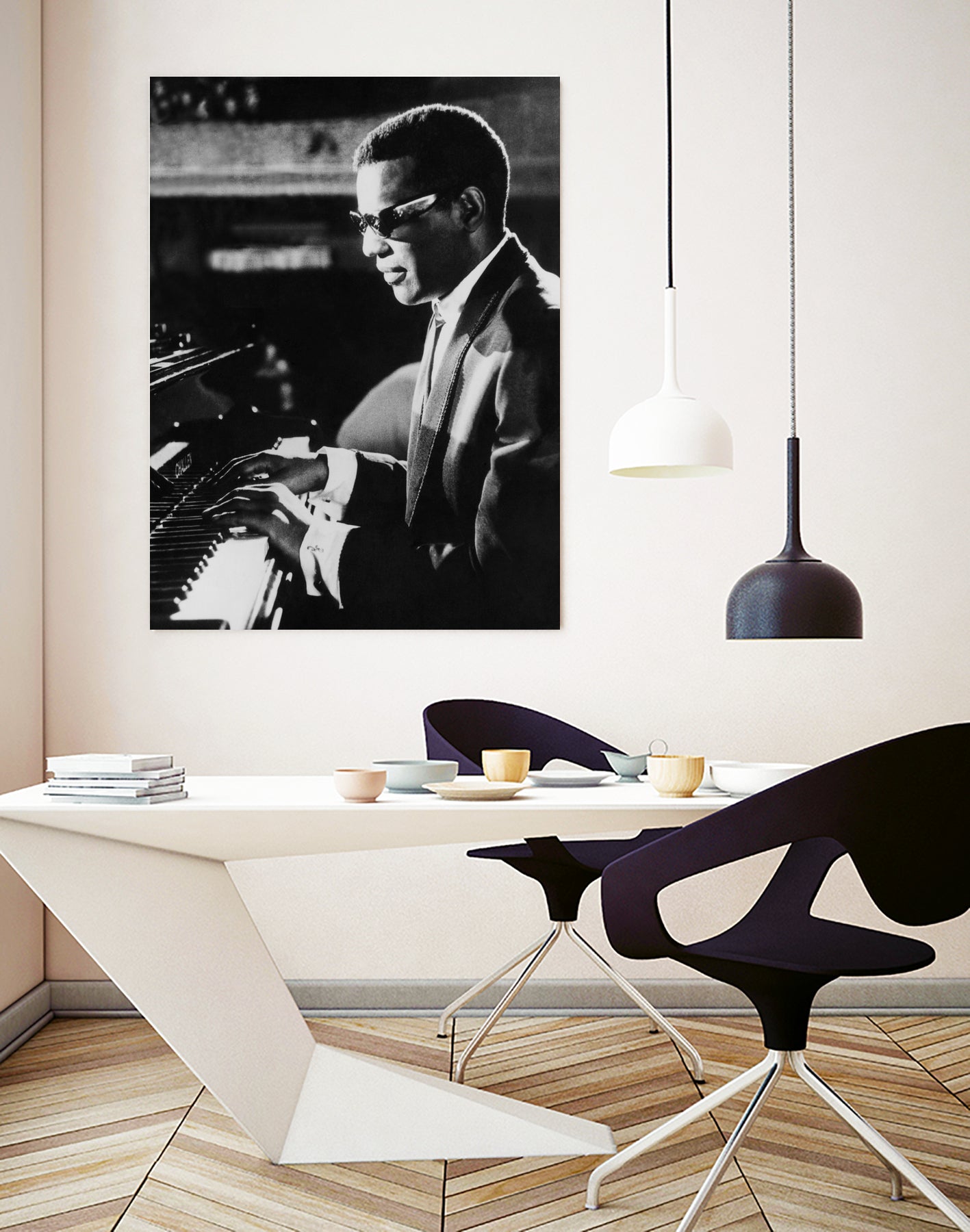 Ray Charles At The Piano by Bridgeman Images  on GIANT ART - black and white photography