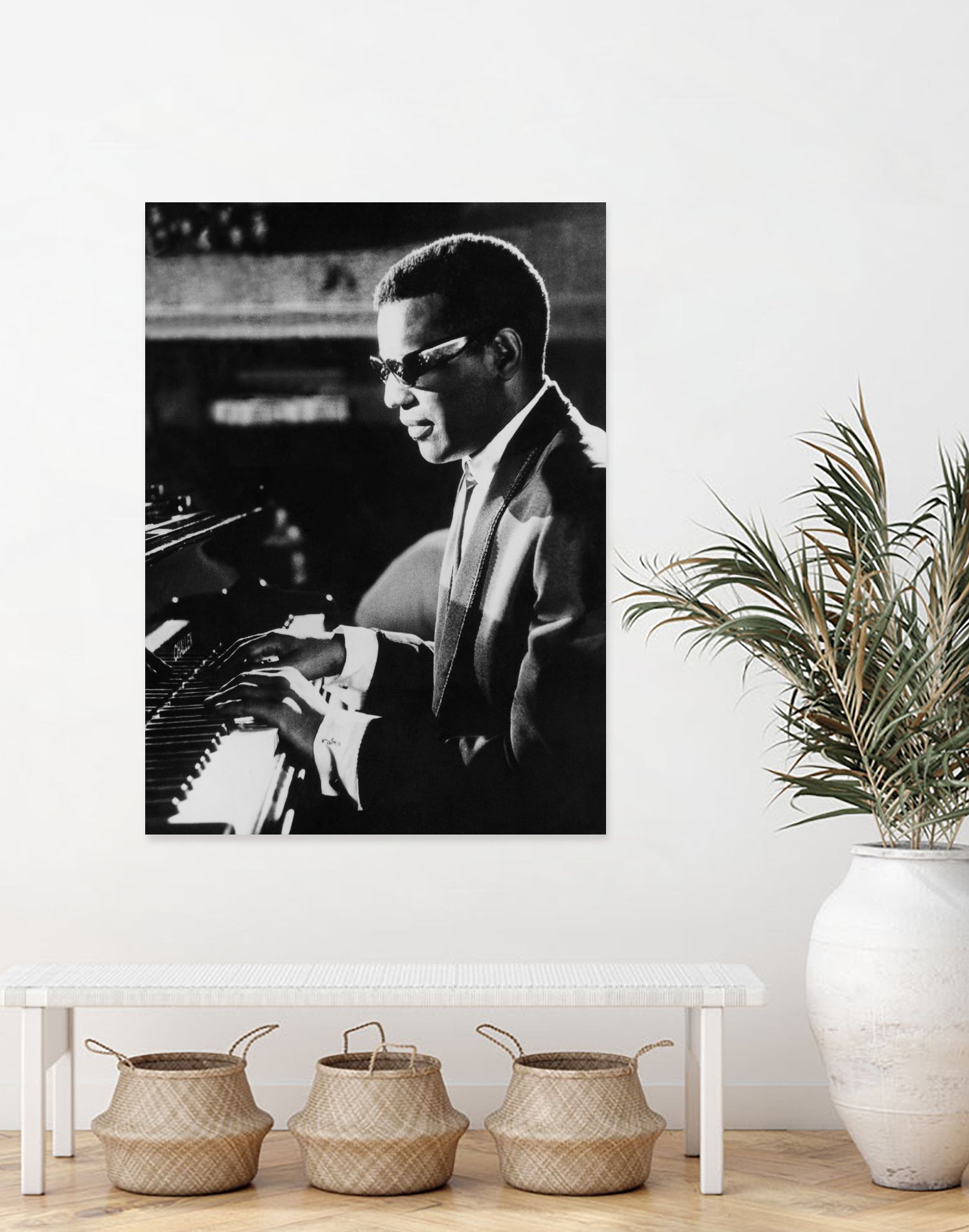 Ray Charles At The Piano by Bridgeman Images  on GIANT ART - black and white photography