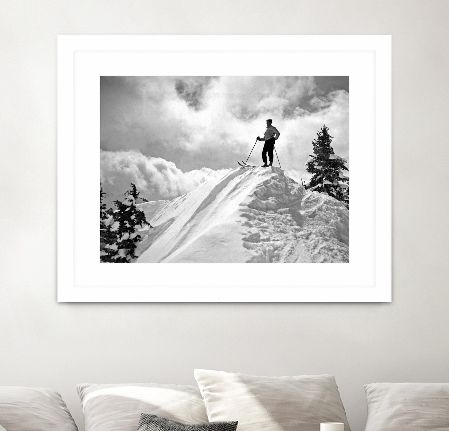 A Skier On Top Of Mount Hood by Bridgman Images  on GIANT ART - black and white photography