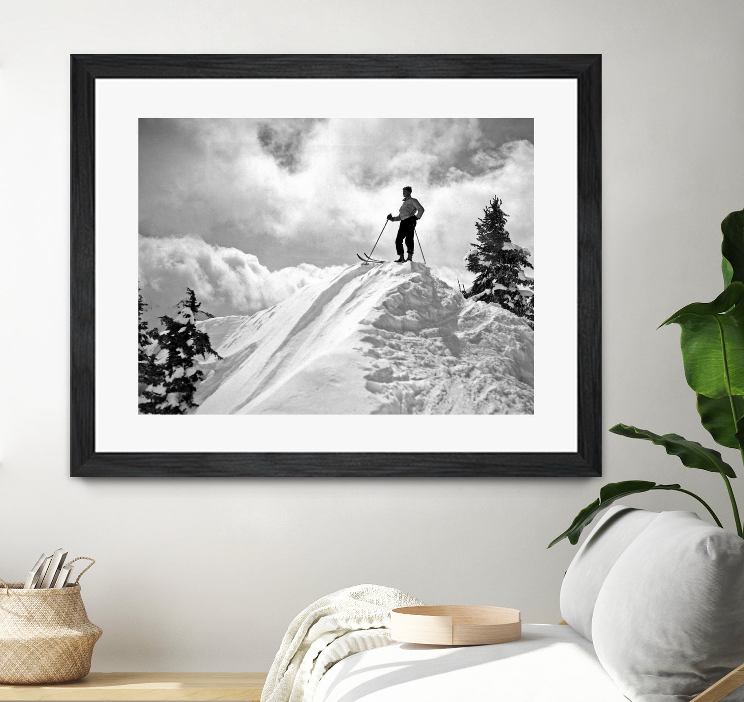 A Skier On Top Of Mount Hood by Bridgman Images  on GIANT ART - black and white photography