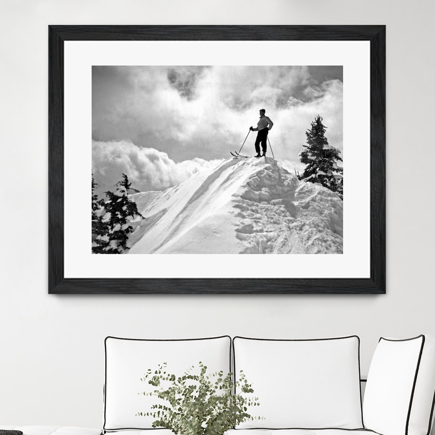 A Skier On Top Of Mount Hood by Bridgman Images  on GIANT ART - black and white photography