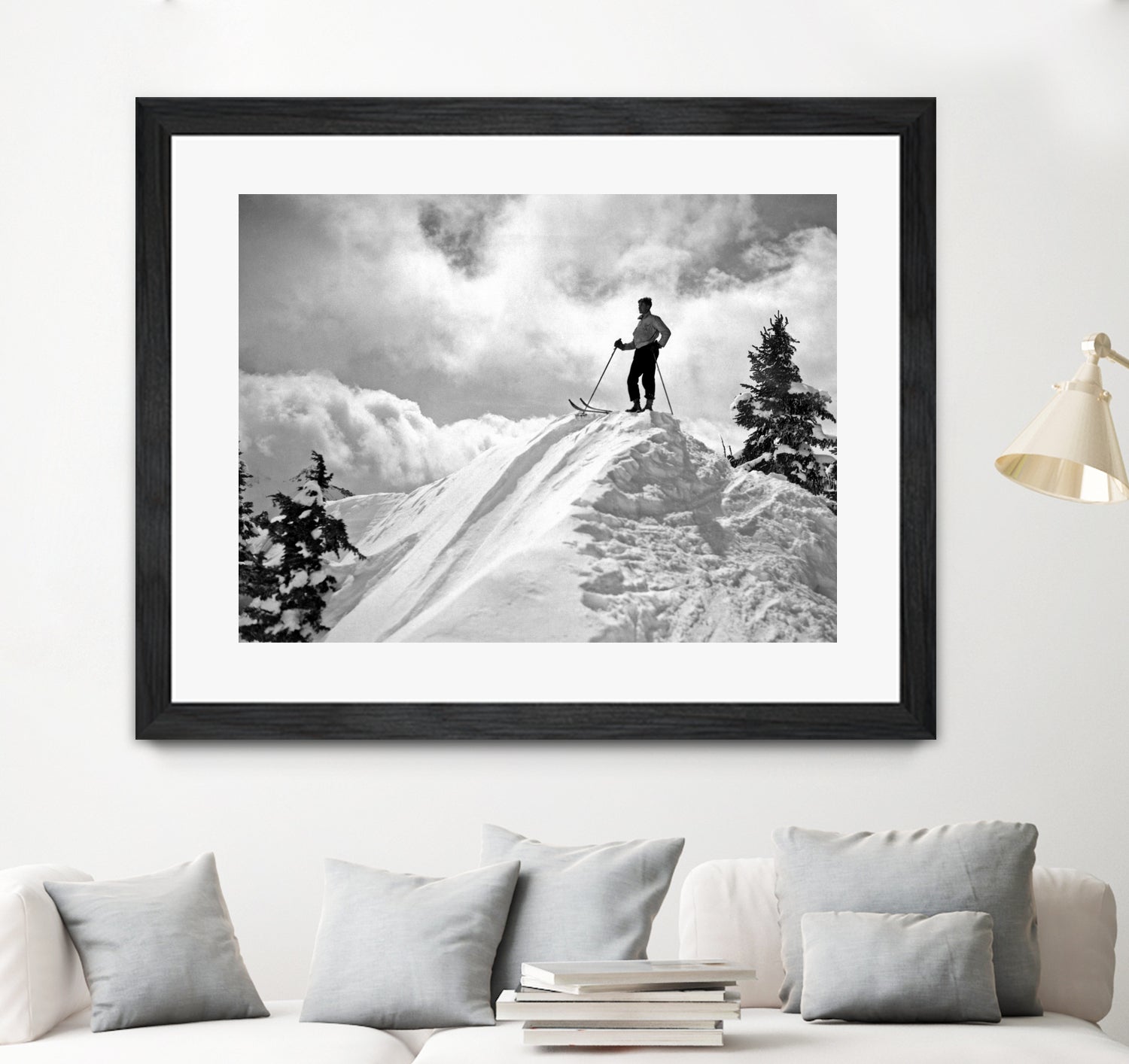 A Skier On Top Of Mount Hood by Bridgman Images  on GIANT ART - black and white photography