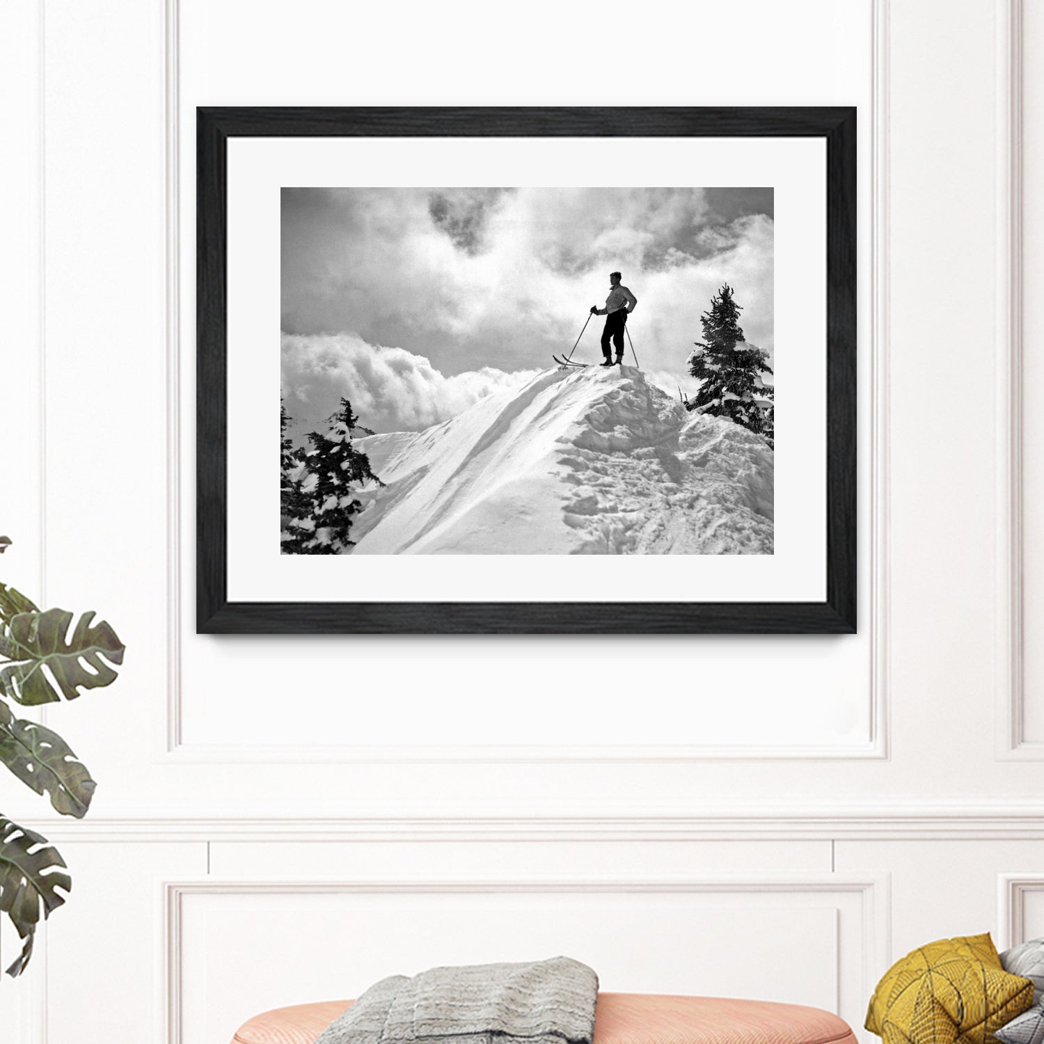 A Skier On Top Of Mount Hood by Bridgman Images  on GIANT ART - black and white photography