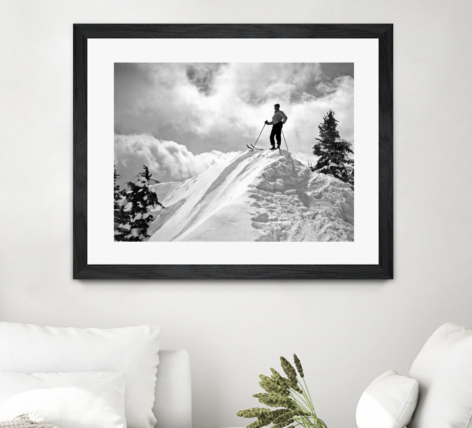 A Skier On Top Of Mount Hood by Bridgman Images  on GIANT ART - black and white photography