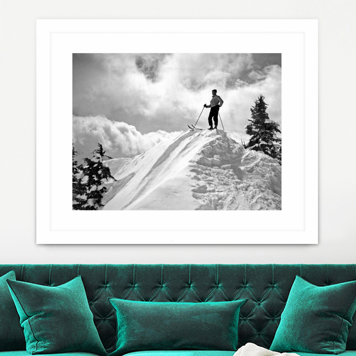 A Skier On Top Of Mount Hood by Bridgman Images  on GIANT ART - black and white photography