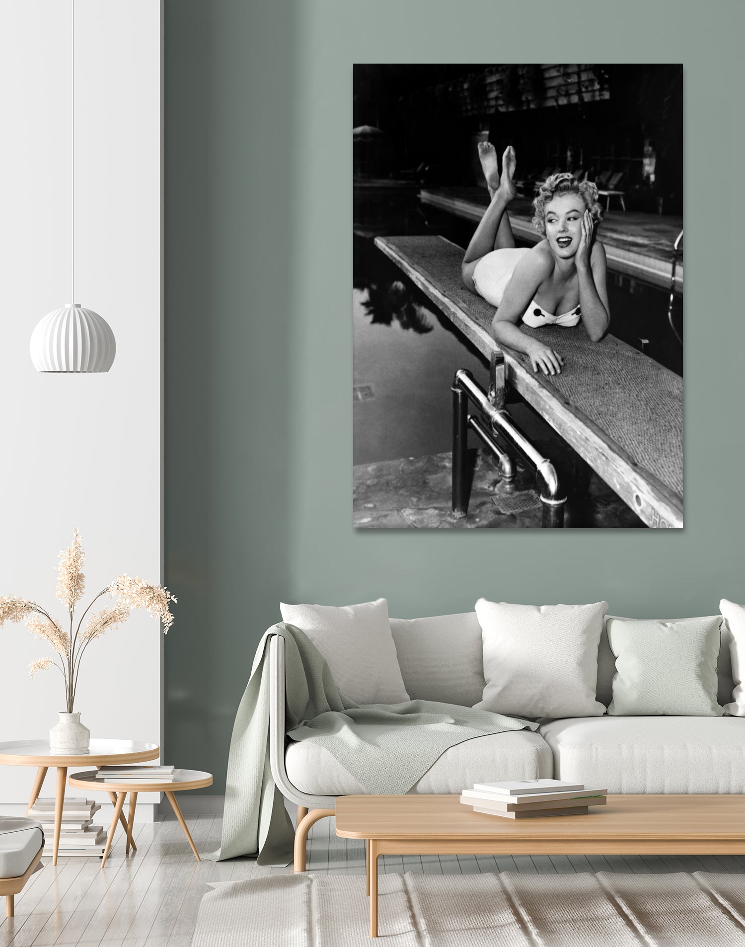 Marilyn Monroe lying on a springboard in California, 1953 by Bridgeman Images on GIANT ART - black and white photography