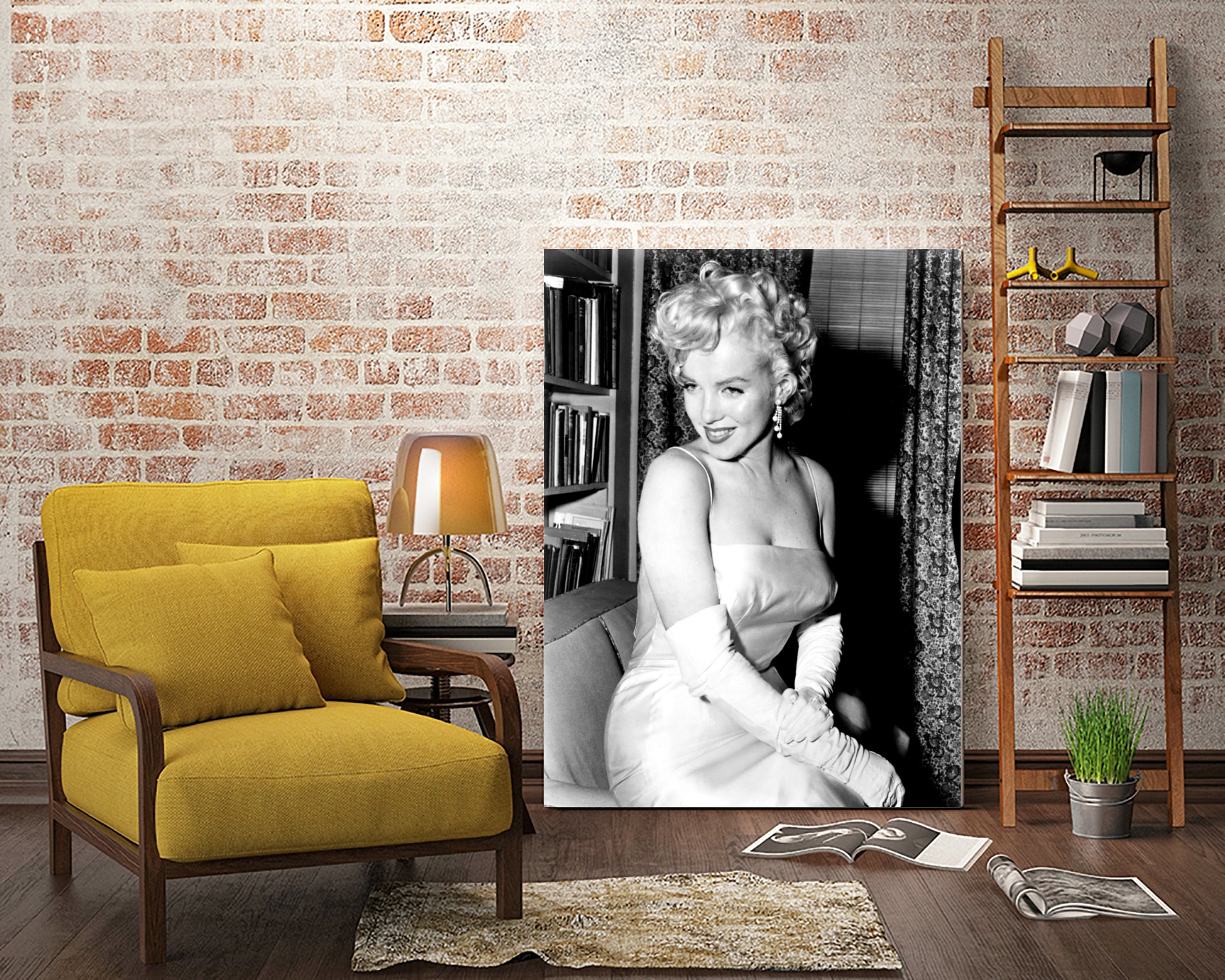 Marilyn Monroe during a party for the birth of the Marilyn Monroe Productions, 1955 by Bridgeman Images on GIANT ART - black and white photography