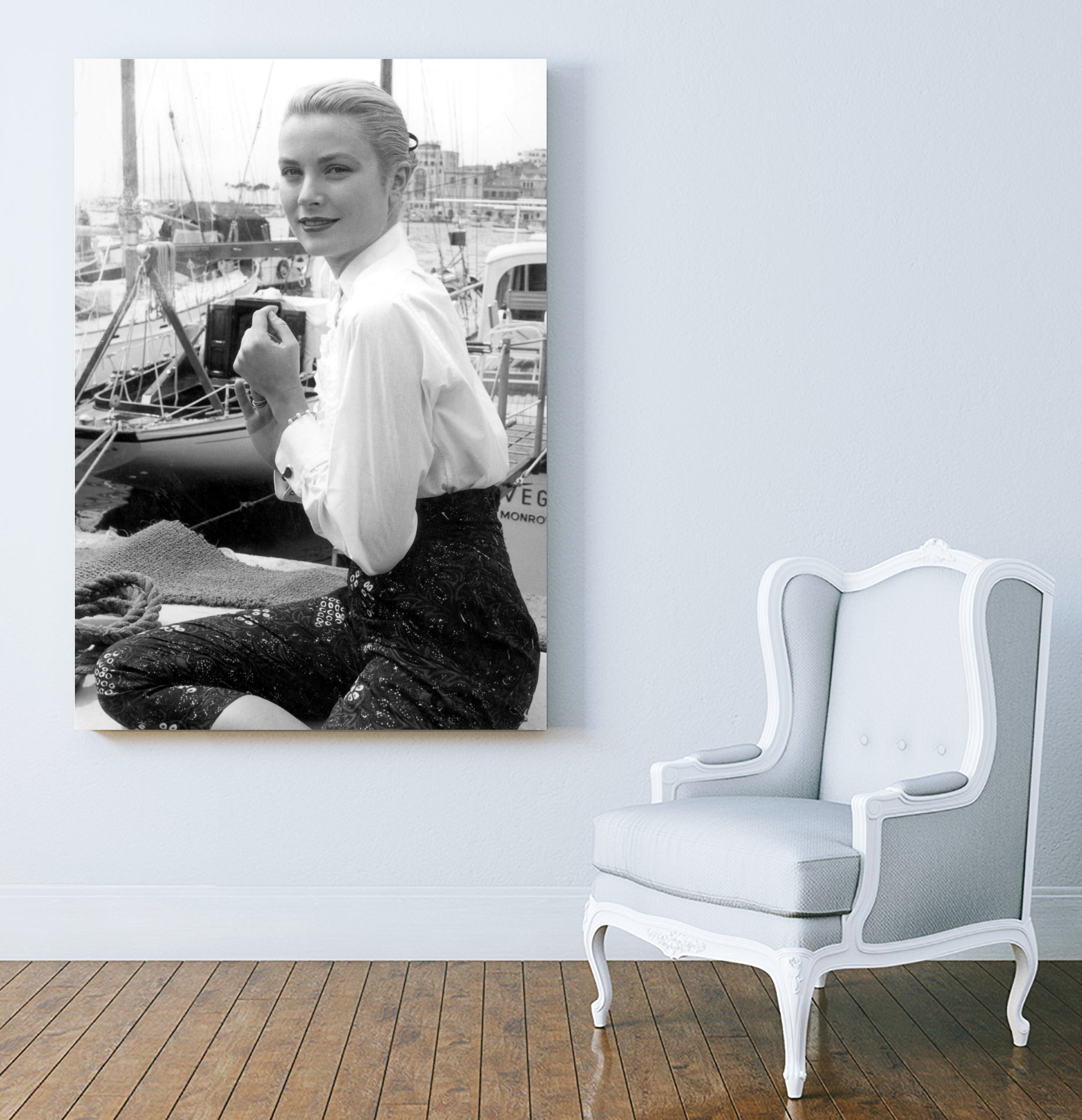 Grace Kelly During Cannes Festival on May 6, 1955 by Bridgeman Images  on GIANT ART - black and white photography