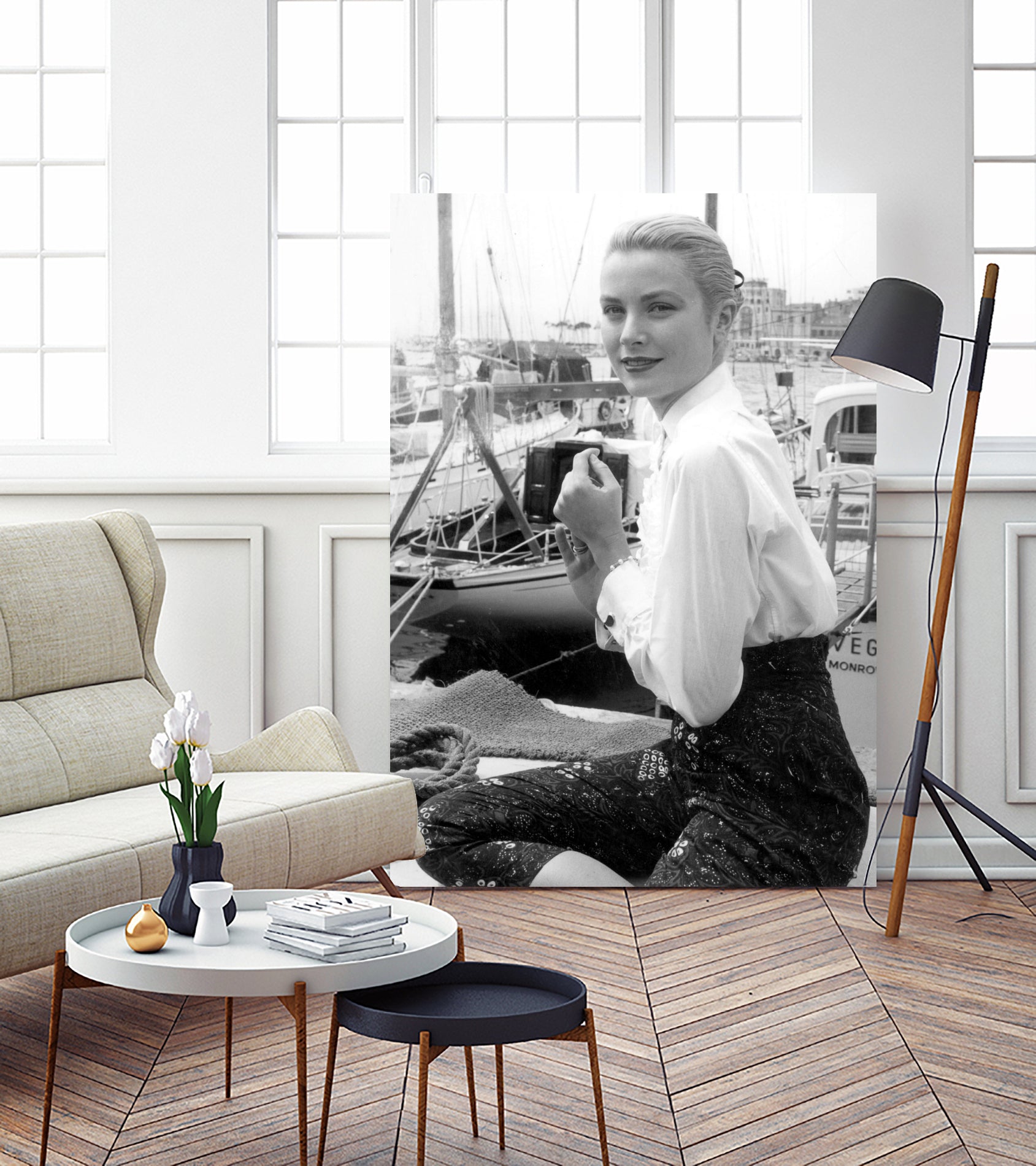 Grace Kelly During Cannes Festival on May 6, 1955 by Bridgeman Images  on GIANT ART - black and white photography