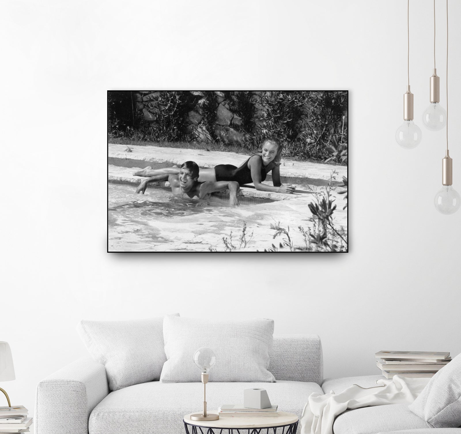 Romy Schneider and Alain Delon on set, 1968 by Bridgeman Images on GIANT ART - black and white photo