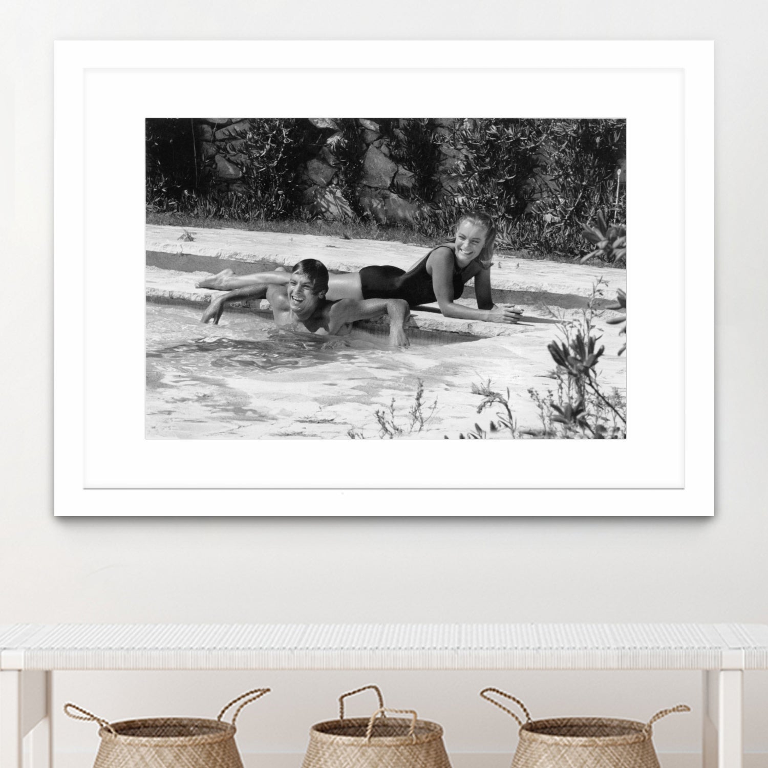 Romy Schneider and Alain Delon on set, 1968 by Bridgeman Images on GIANT ART - black and white photo