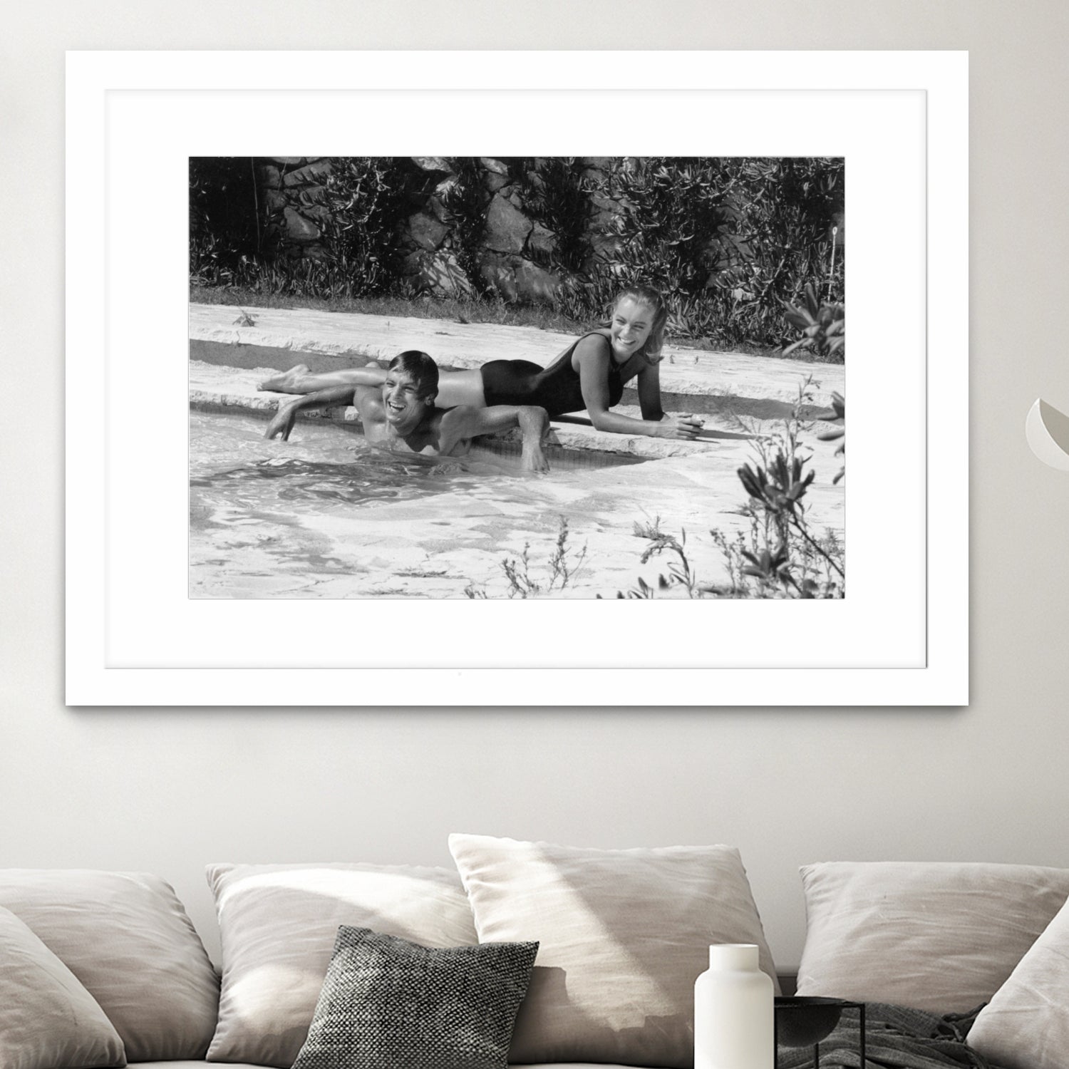 Romy Schneider and Alain Delon on set, 1968 by Bridgeman Images on GIANT ART - black and white photo