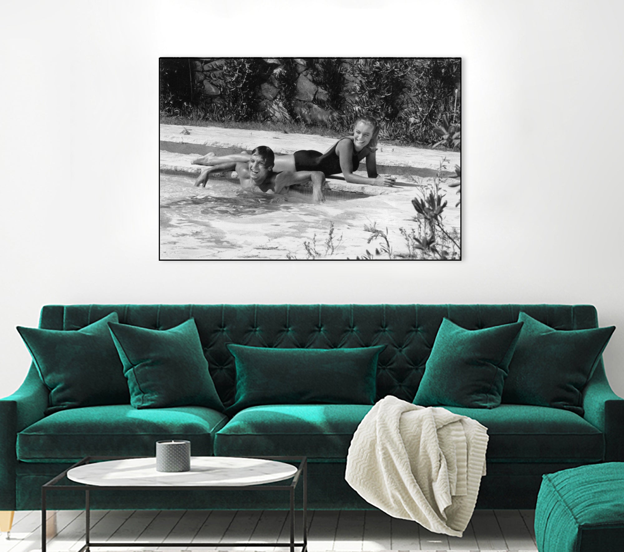 Romy Schneider and Alain Delon on set, 1968 by Bridgeman Images on GIANT ART - black and white photo