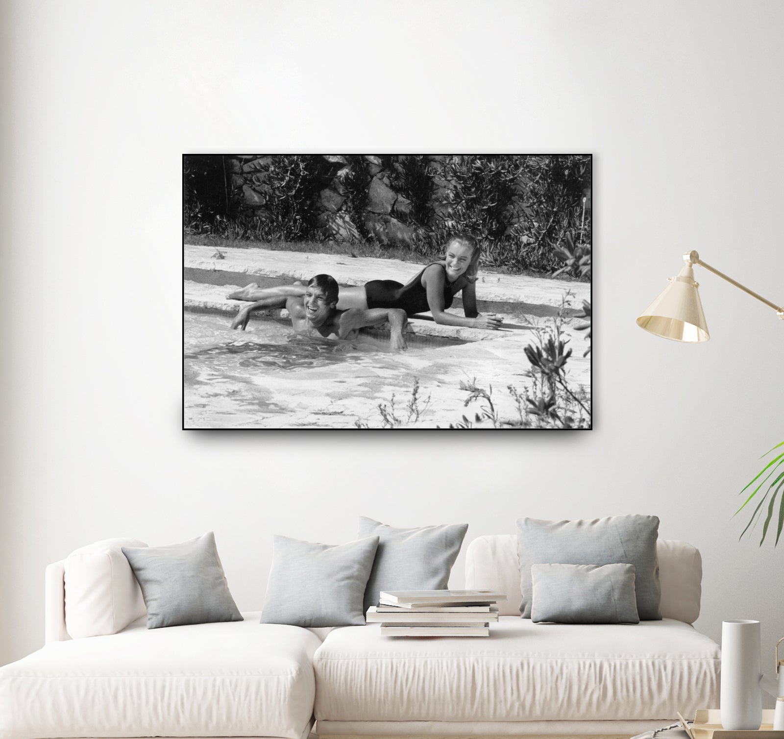 Romy Schneider and Alain Delon on set, 1968 by Bridgeman Images on GIANT ART - black and white photo