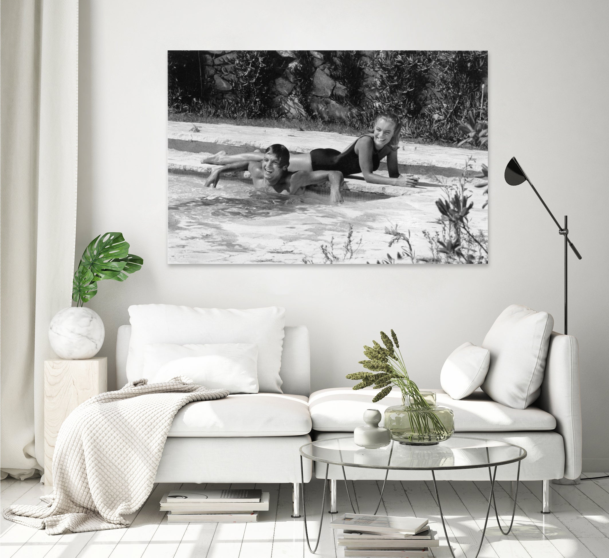 Romy Schneider and Alain Delon on set, 1968 by Bridgeman Images on GIANT ART - black and white photo