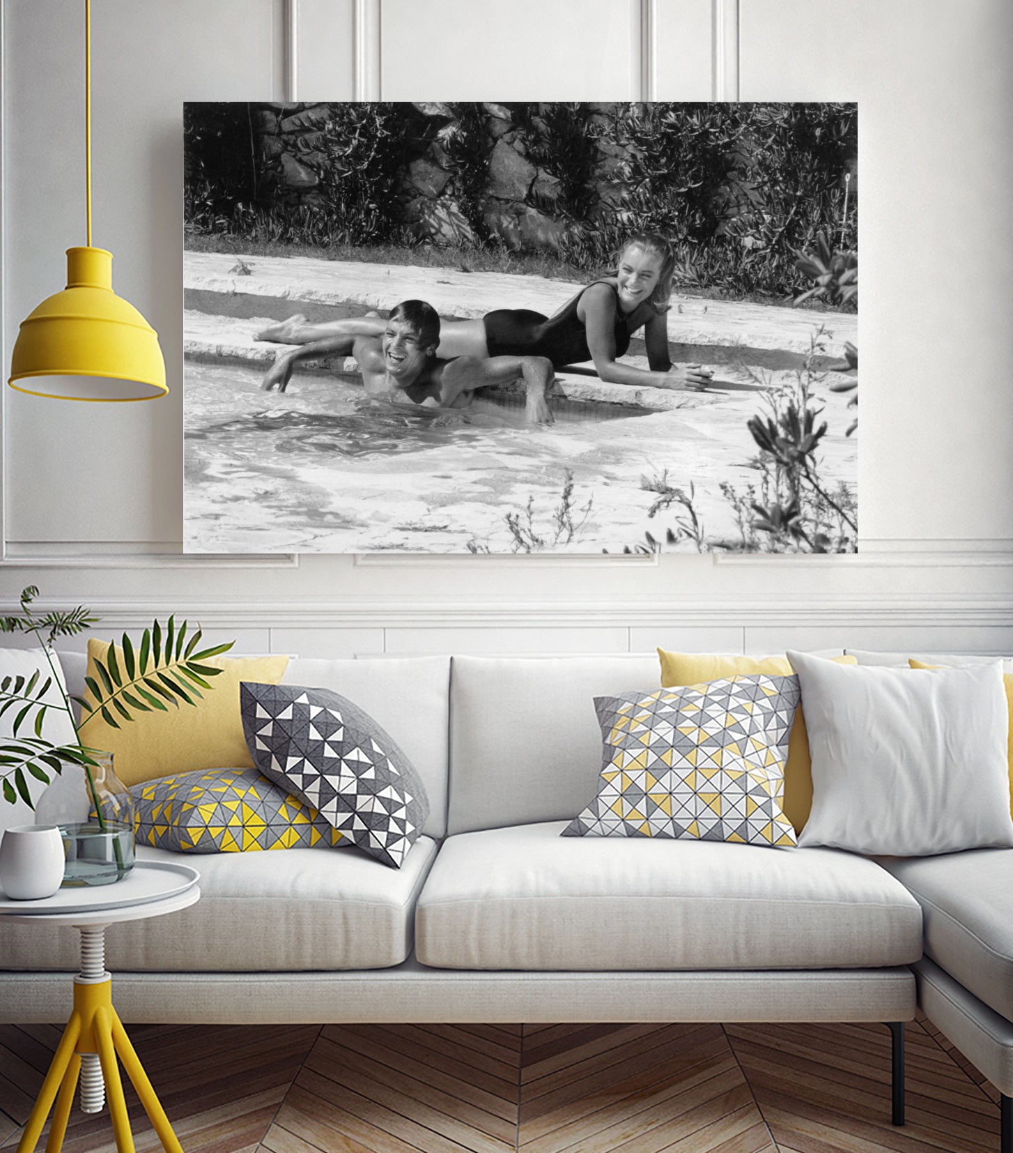 Romy Schneider and Alain Delon on set, 1968 by Bridgeman Images on GIANT ART - black and white photo