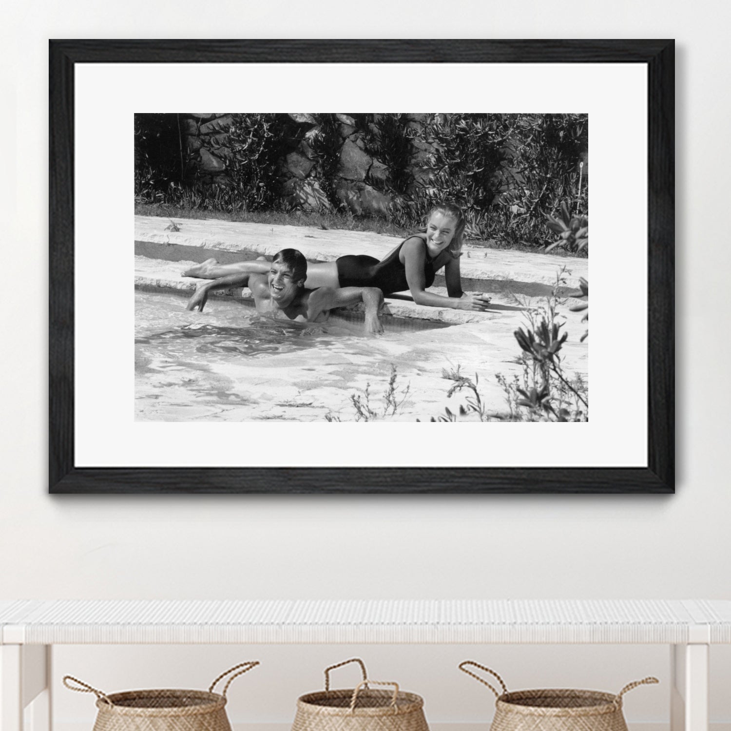 Romy Schneider and Alain Delon on set, 1968 by Bridgeman Images on GIANT ART - black and white photo