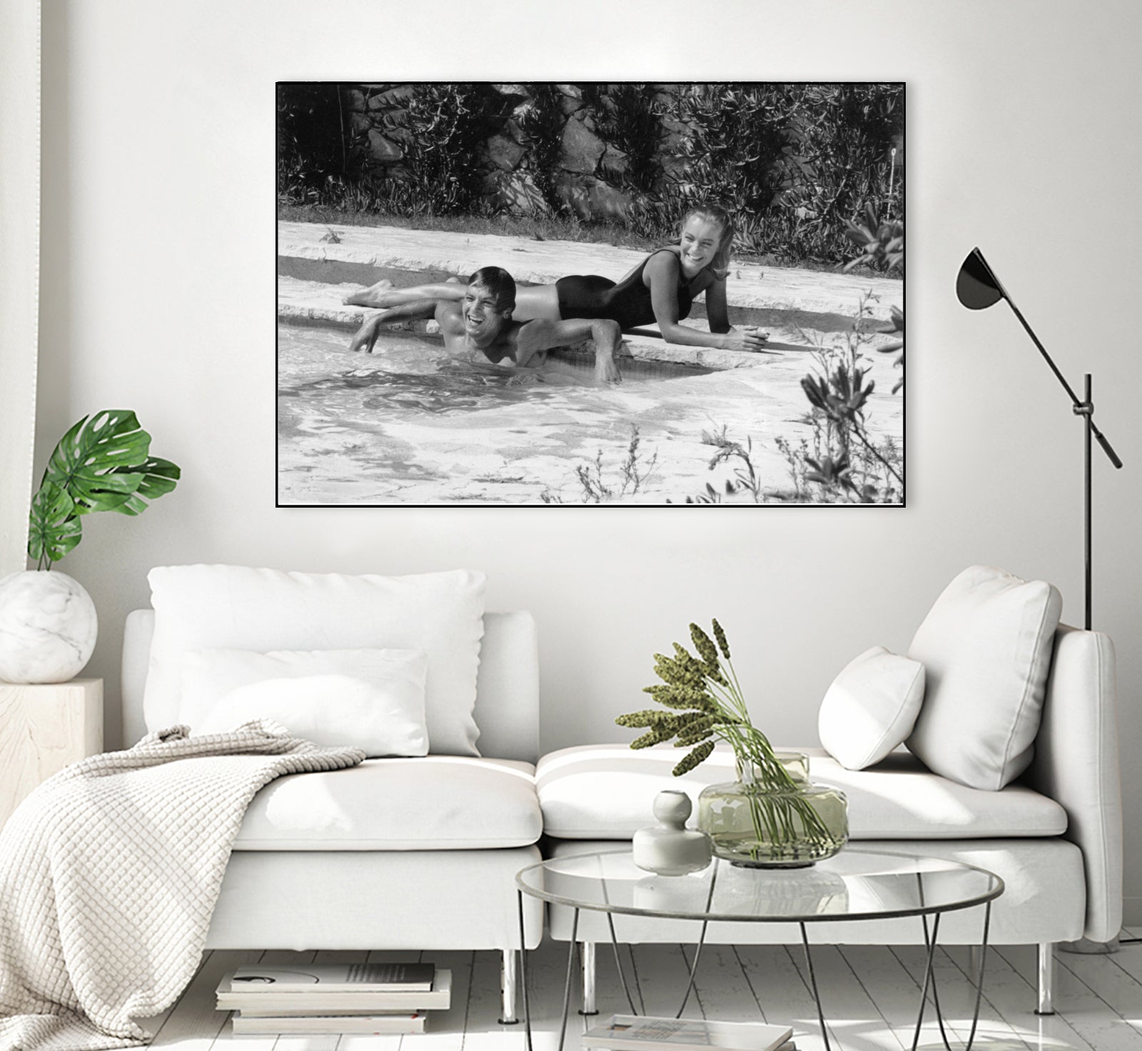 Romy Schneider and Alain Delon on set, 1968 by Bridgeman Images on GIANT ART - black and white photo