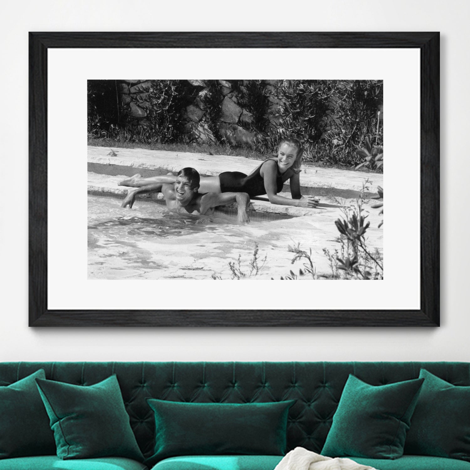 Romy Schneider and Alain Delon on set, 1968 by Bridgeman Images on GIANT ART - black and white photo