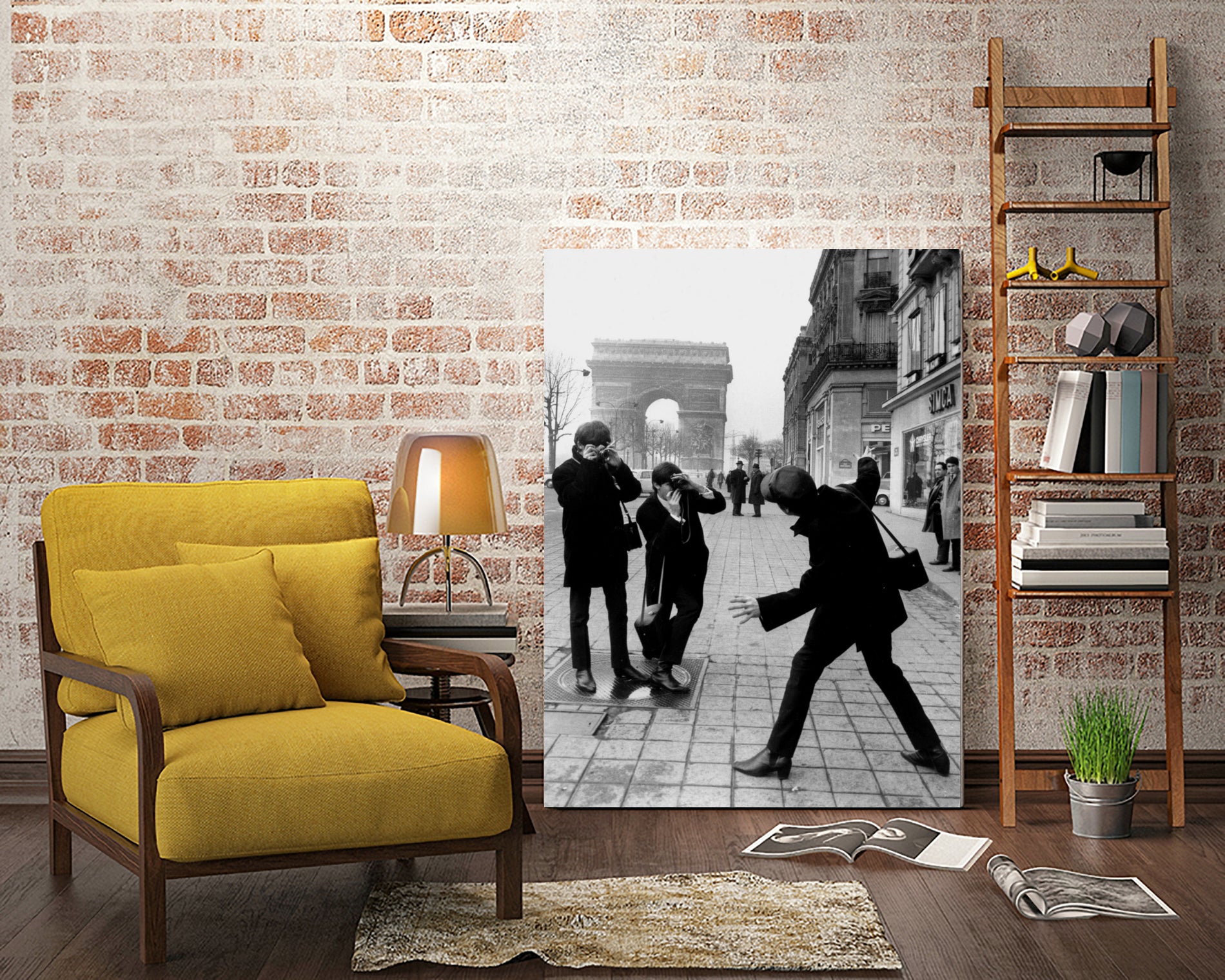 The Beatles in Paris : John Lennon Photographed By George Harrison and Paul McCartney on Champs Elysees in Paris January 15, 1964  by bridgeman Images  on GIANT ART - black and white photography