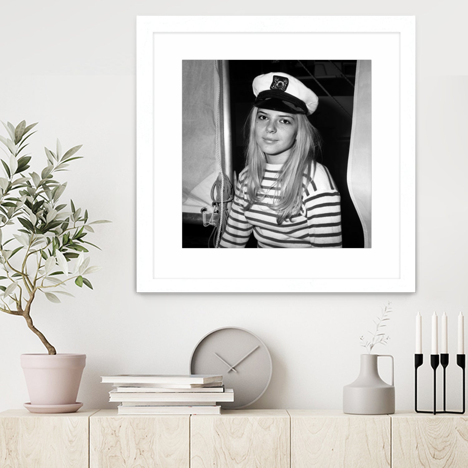 French Singer France Gall With Sailor Suit at Sailing Show, Paris, 17th January 1968 by Bridgeman Images on GIANT ART - black and white photography