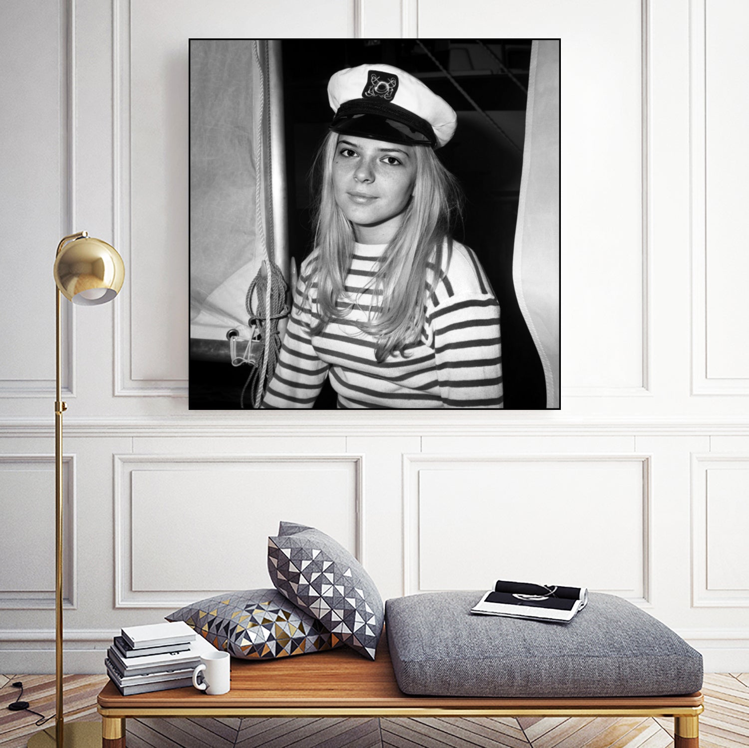 French Singer France Gall With Sailor Suit at Sailing Show, Paris, 17th January 1968 by Bridgeman Images on GIANT ART - black and white photography