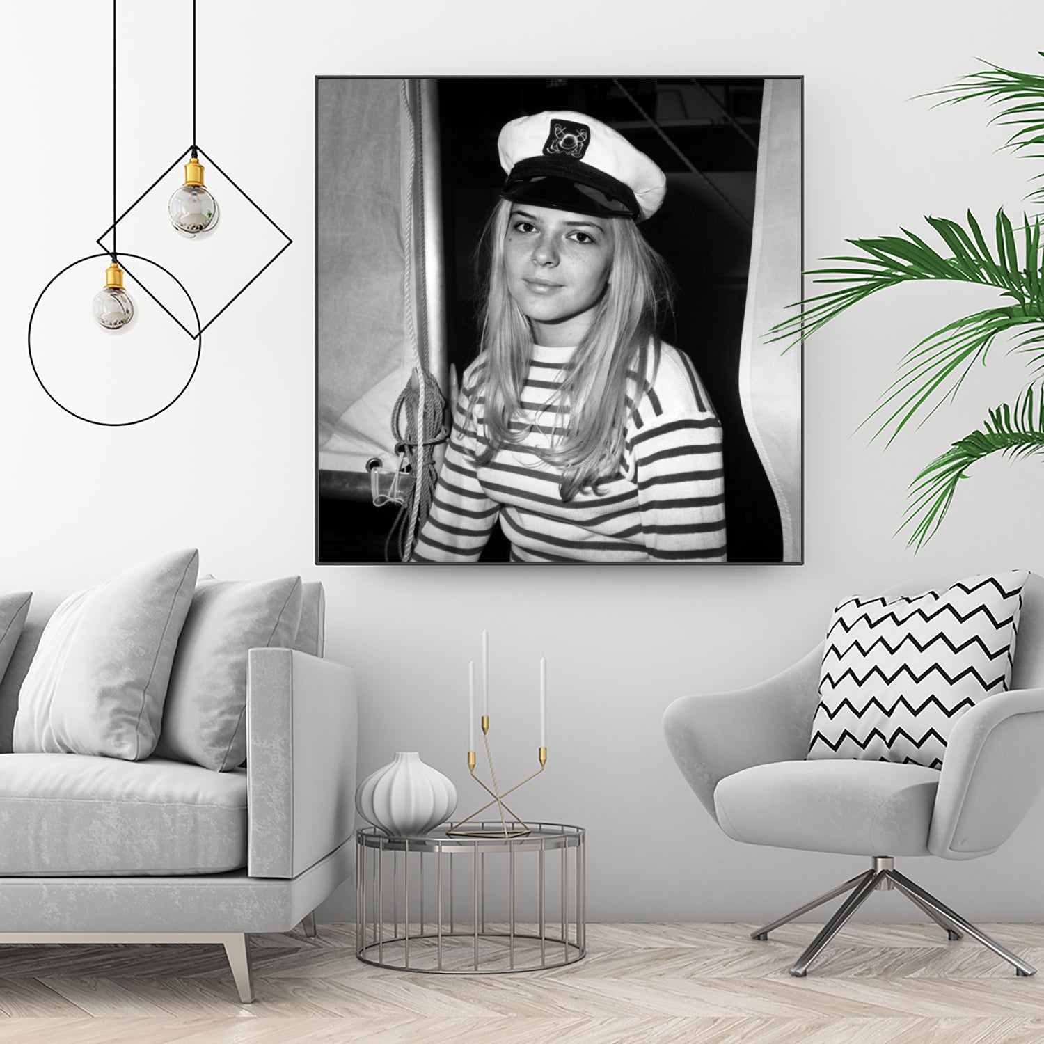 French Singer France Gall With Sailor Suit at Sailing Show, Paris, 17th January 1968 by Bridgeman Images on GIANT ART - black and white photography