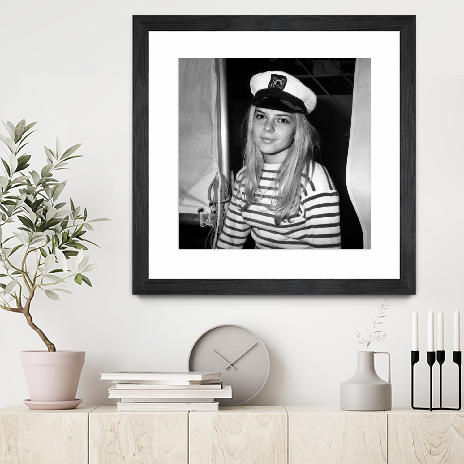 French Singer France Gall With Sailor Suit at Sailing Show, Paris, 17th January 1968 by Bridgeman Images on GIANT ART - black and white photography