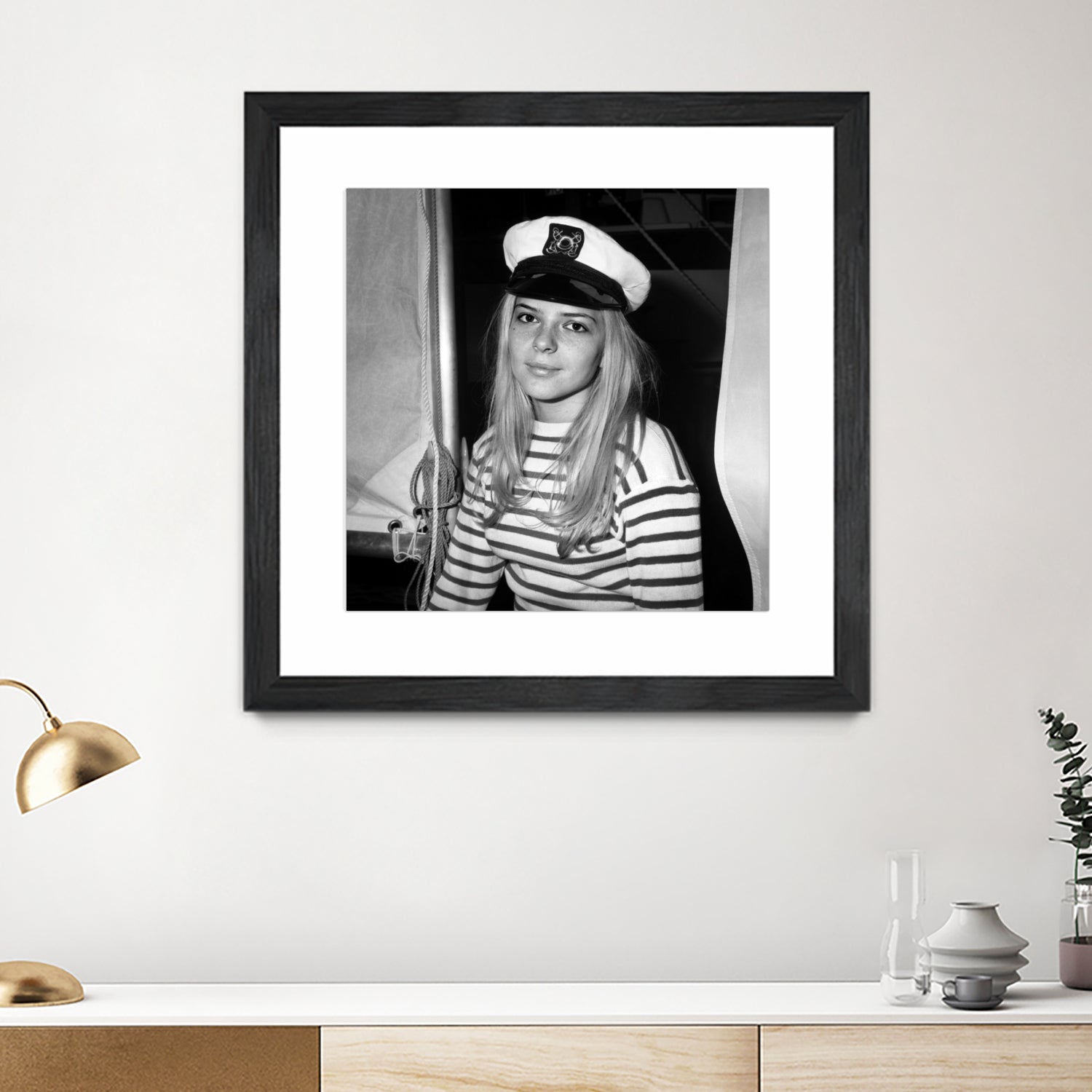 French Singer France Gall With Sailor Suit at Sailing Show, Paris, 17th January 1968 by Bridgeman Images on GIANT ART - black and white photography