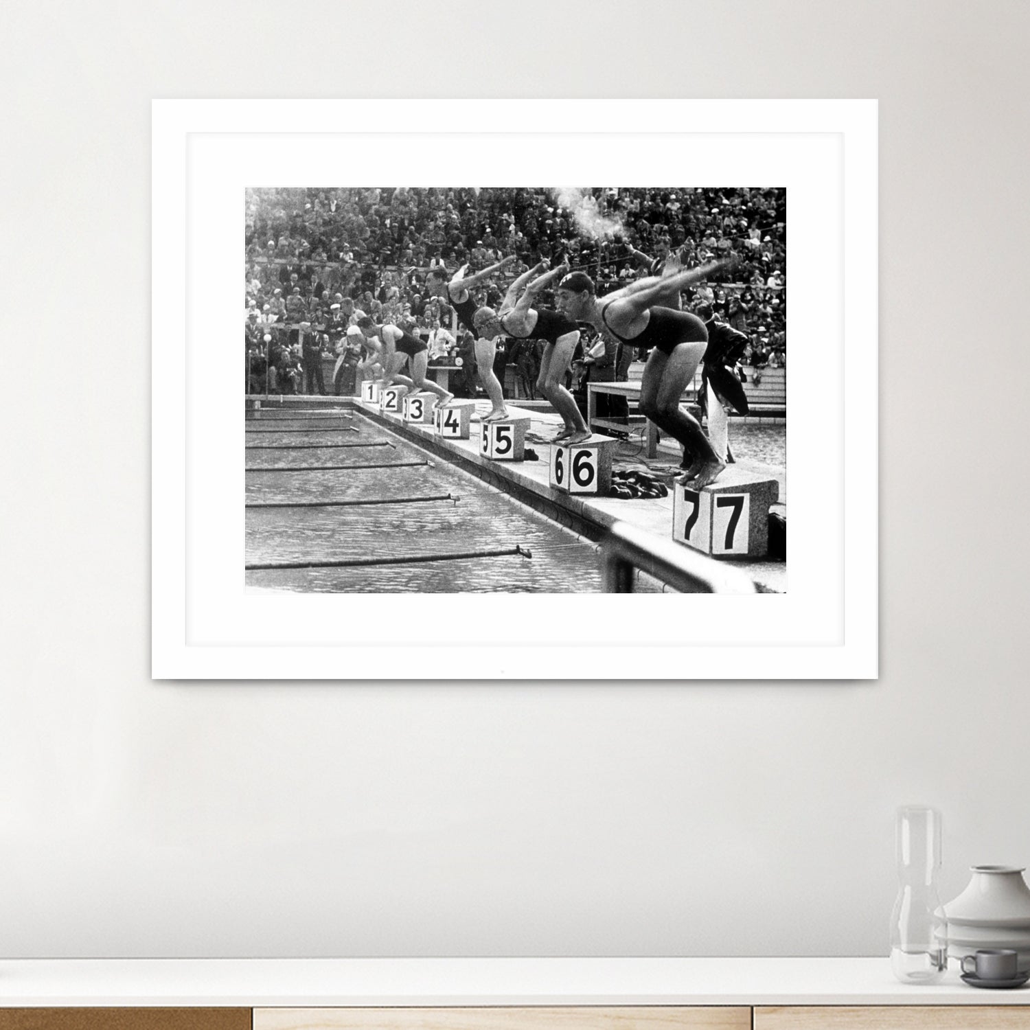 swimming competition at berlin Olympic Games in 1936  by Bridgeman Images  on GIANT ART - black and white photgraphy