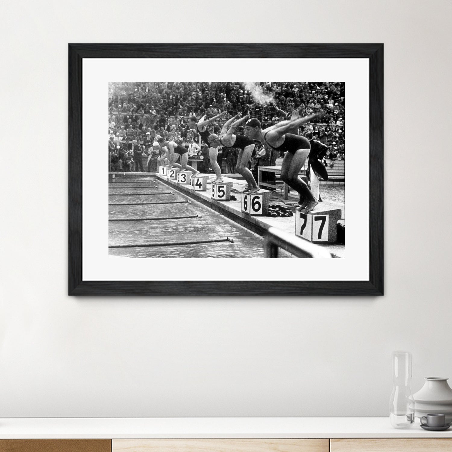 swimming competition at berlin Olympic Games in 1936  by Bridgeman Images  on GIANT ART - black and white photgraphy