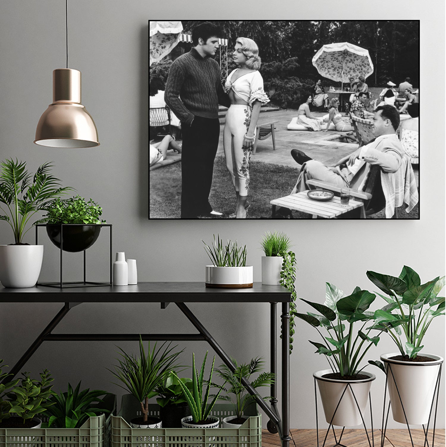 Elvis Presley, Jennifer Holden And Mickey Shaughnessy by Bridgeman on GIANT ART - black and white photography