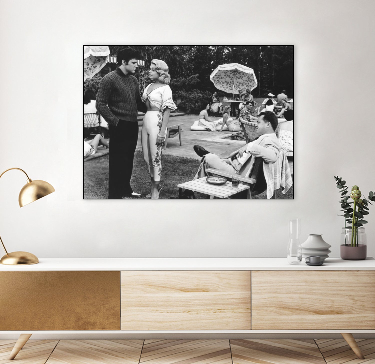 Elvis Presley, Jennifer Holden And Mickey Shaughnessy by Bridgeman on GIANT ART - black and white photography