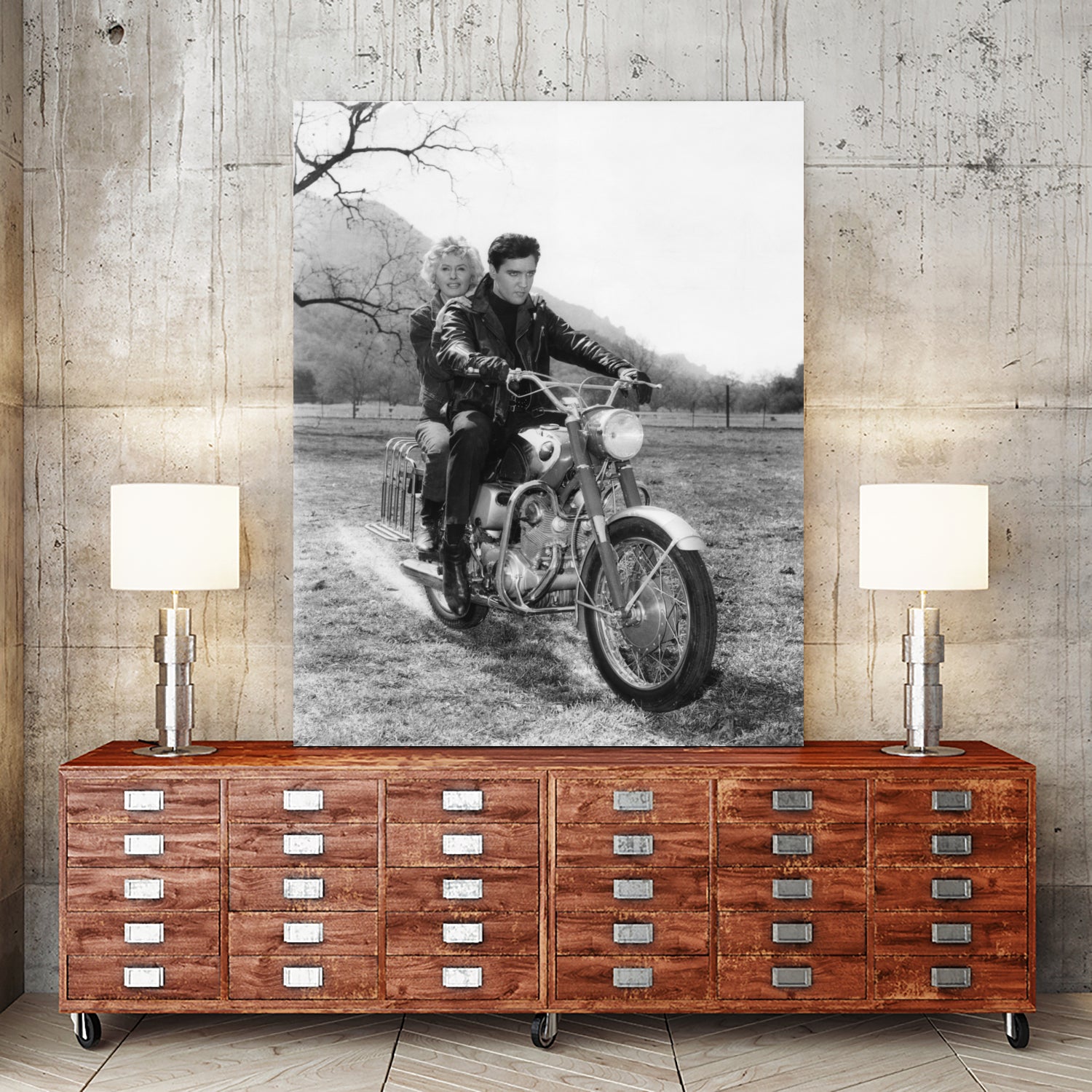 Barbara Stanwyck And Elvis Presley by Bridgeman Images  on GIANT ART - black and white  photography