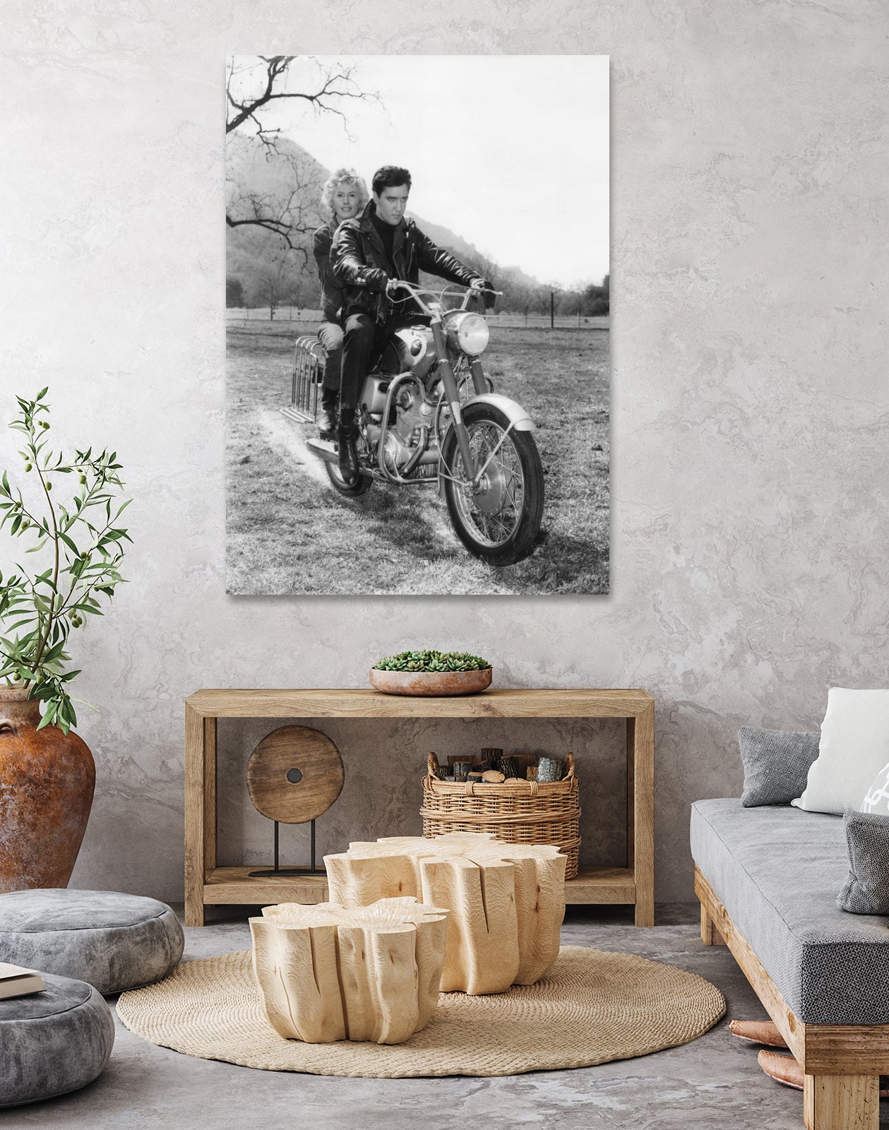 Barbara Stanwyck And Elvis Presley by Bridgeman Images  on GIANT ART - black and white  photography