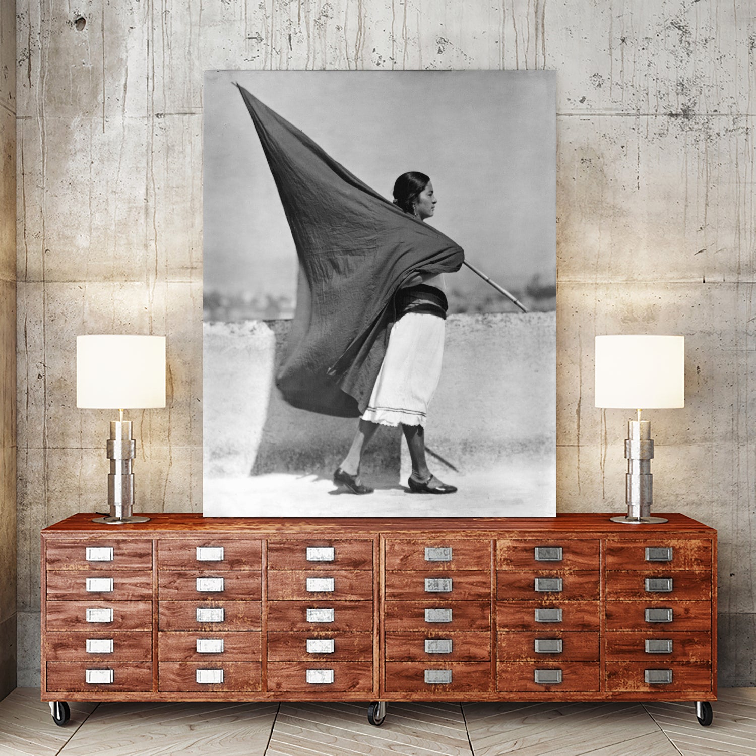 Woman with Flag, Mexico City, 1928 by Bridgeman Images  on GIANT ART - black and white photography