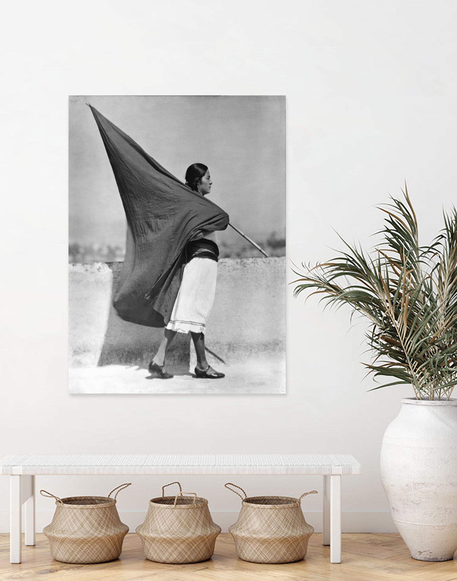 Woman with Flag, Mexico City, 1928 by Bridgeman Images  on GIANT ART - black and white photography