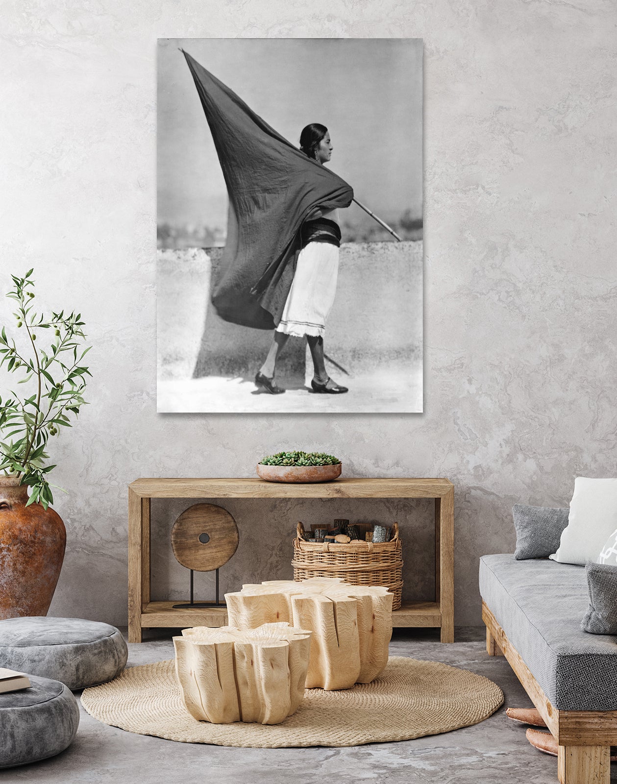 Woman with Flag, Mexico City, 1928 by Bridgeman Images  on GIANT ART - black and white photography