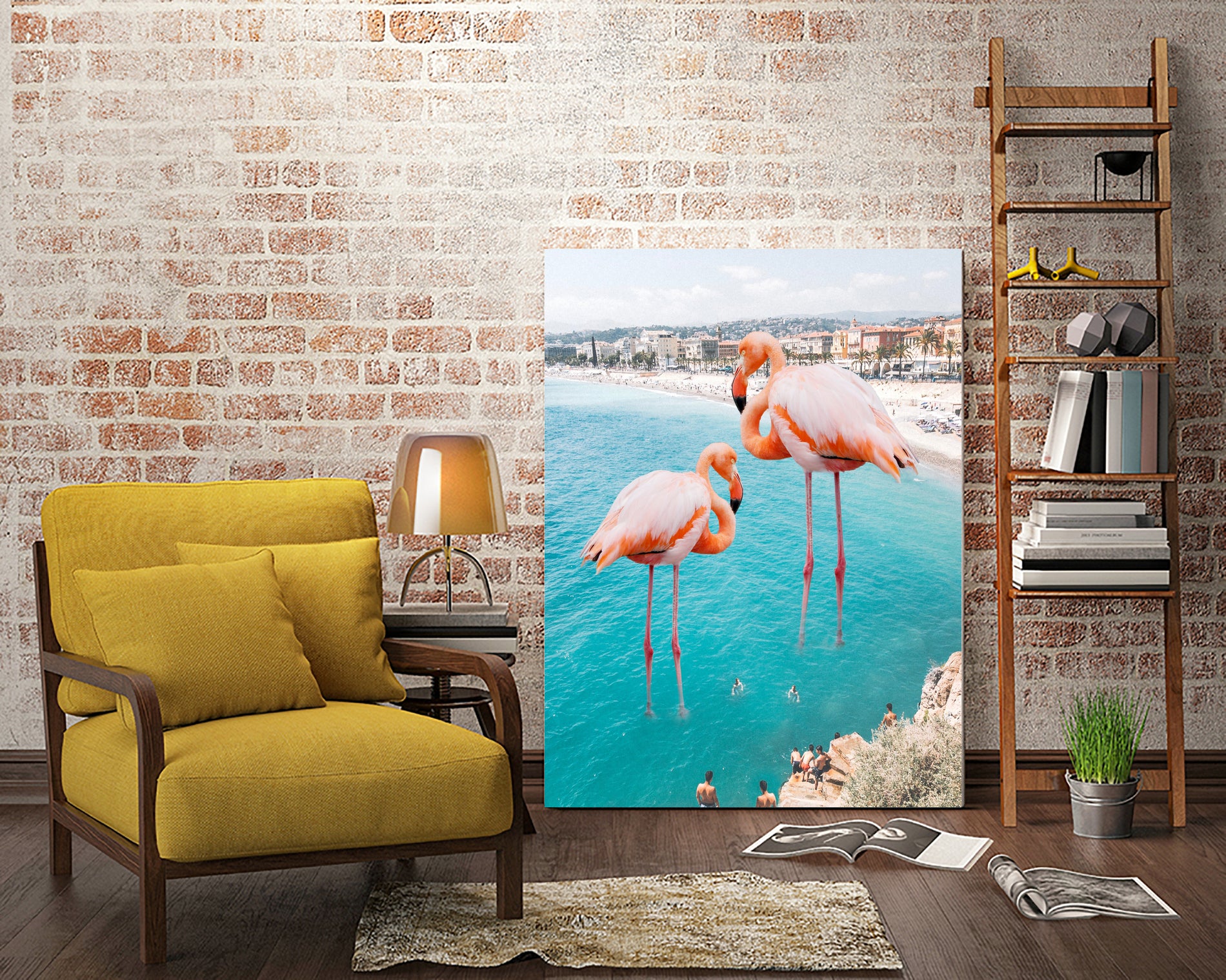 Flamingo on City Beach by Creativeaxle on GIANT ART