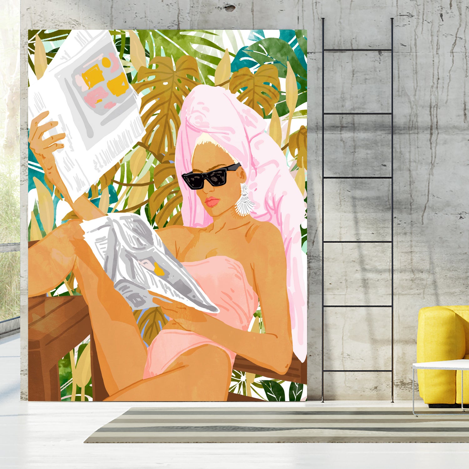 Vacay News by 83 Oranges on GIANT ART - white digital women reading