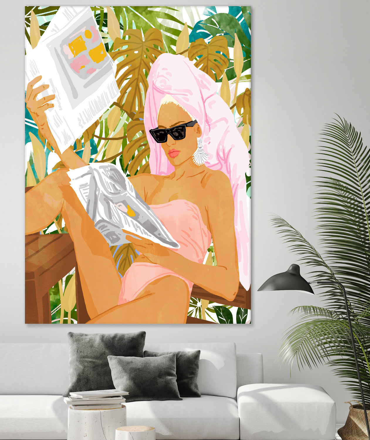 Vacay News by 83 Oranges on GIANT ART - white digital women reading