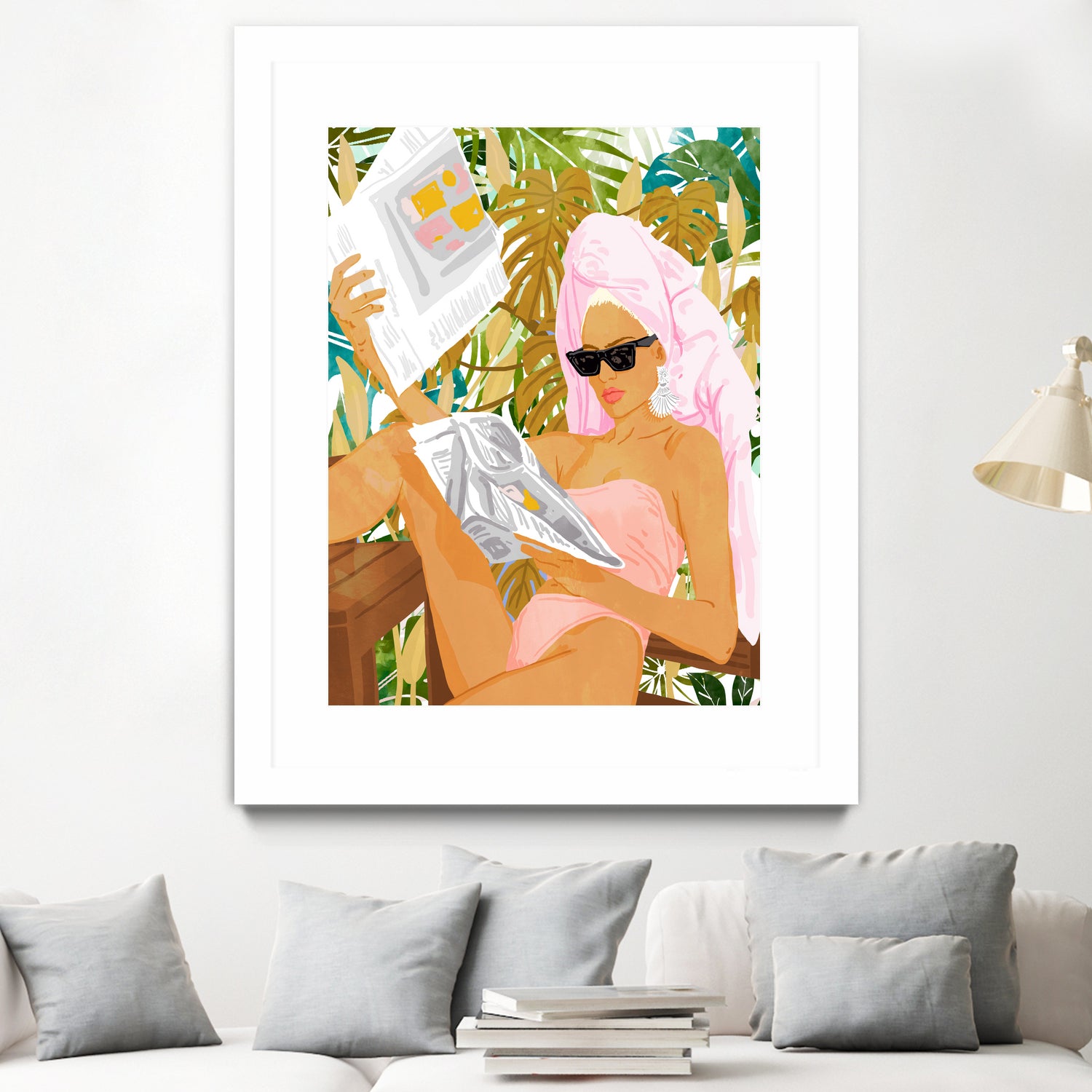 Vacay News by 83 Oranges on GIANT ART - white digital women reading