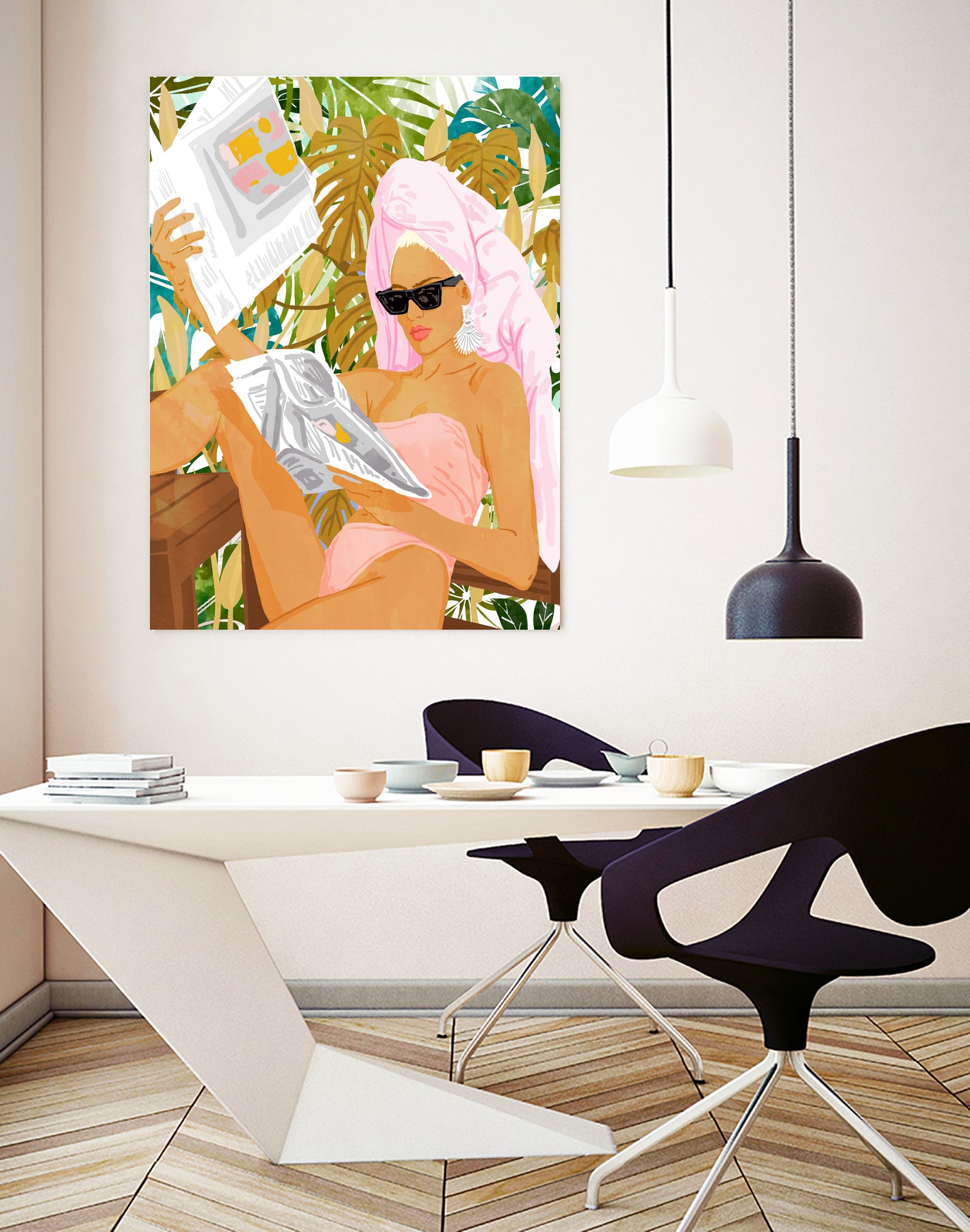 Vacay News by 83 Oranges on GIANT ART - white digital women reading