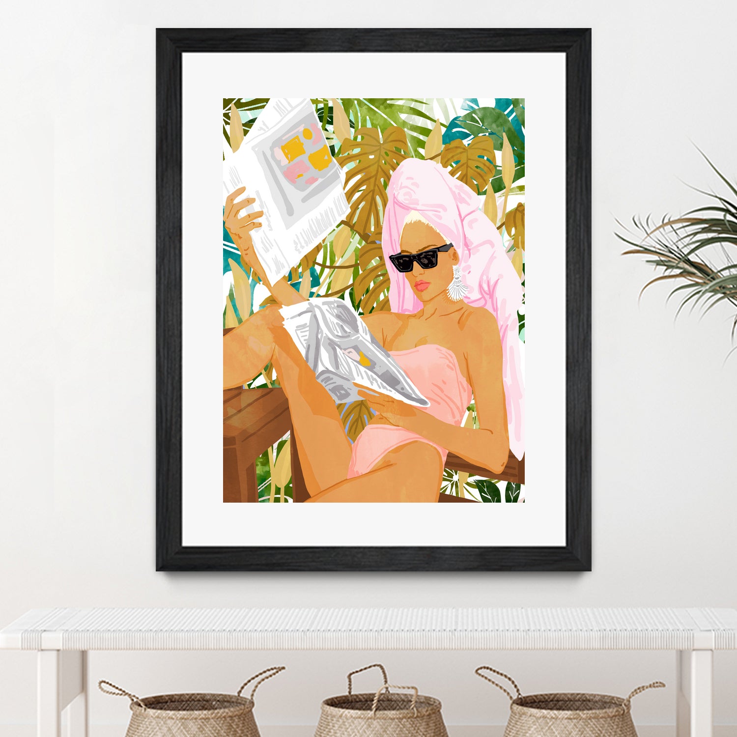 Vacay News by 83 Oranges on GIANT ART - white digital women reading