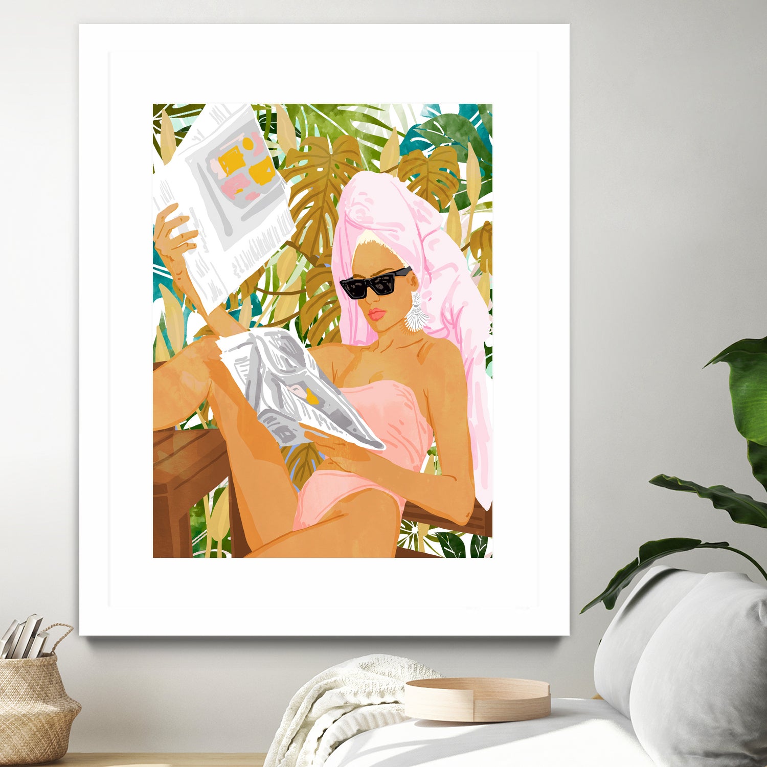 Vacay News by 83 Oranges on GIANT ART - white digital women reading