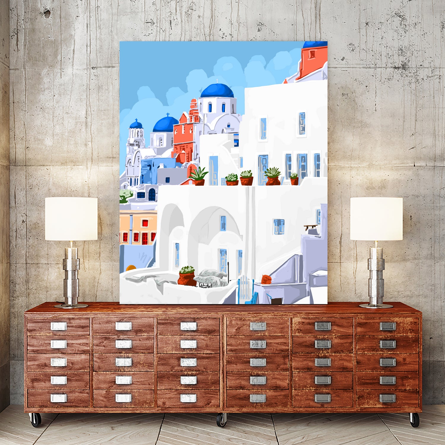The Santorini Vacay by 83 oranges on GIANT ART - blue digital greece