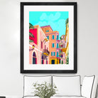 colorful houses by 83 Oranges on GIANT ART - pink landscape