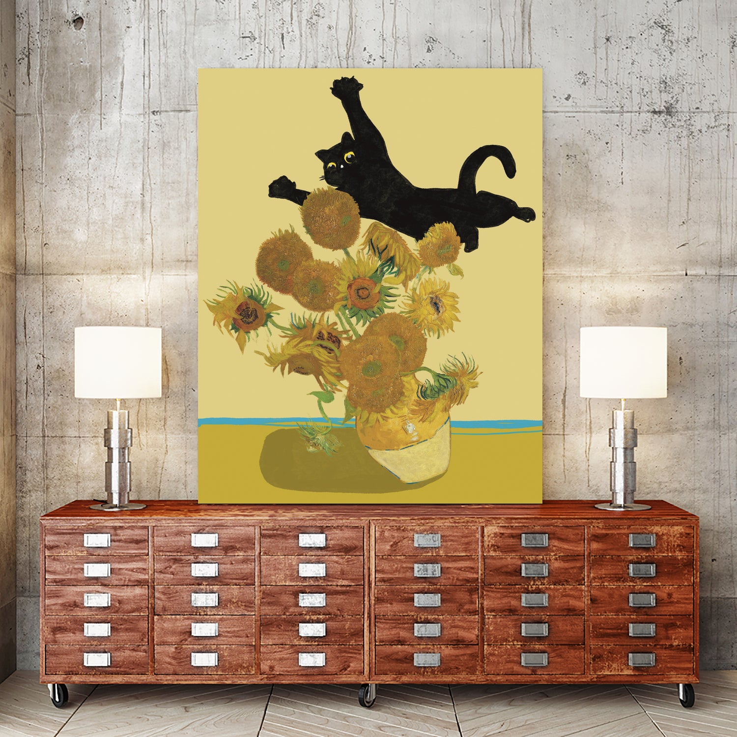 Cat in Sunflower by Edson Ramos on GIANT ART