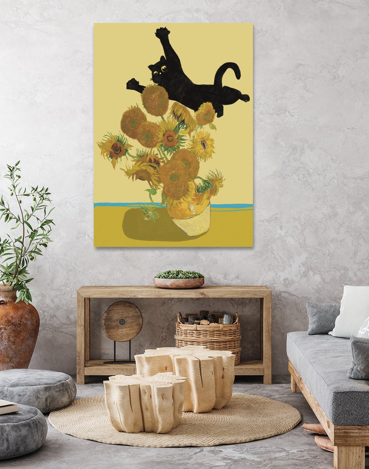 Cat in Sunflower by Edson Ramos on GIANT ART