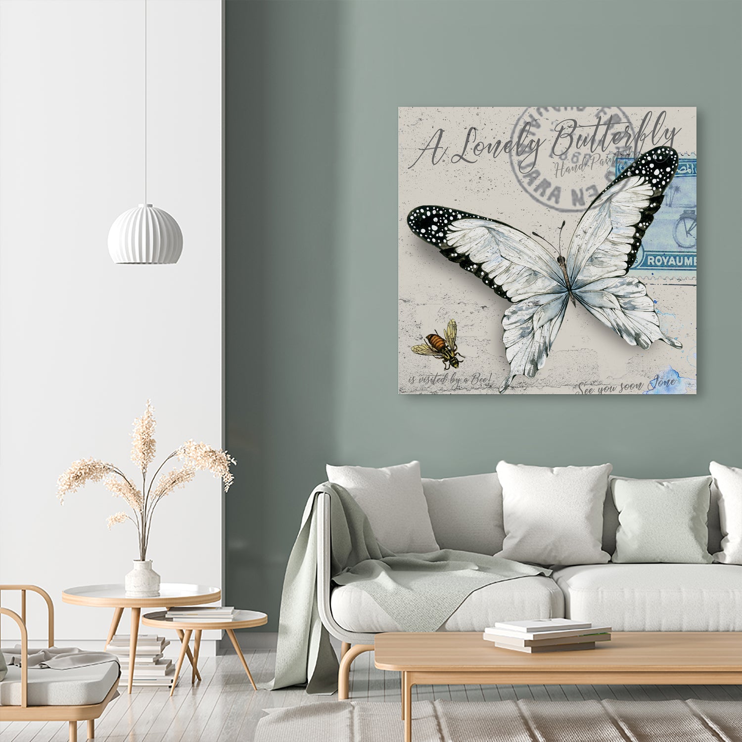 Lonely Butterfly White by David Loblaw on GIANT ART - white typography